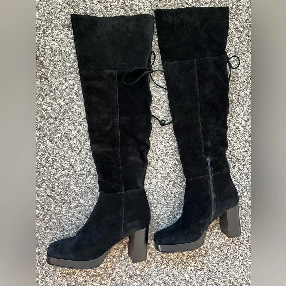 Free People Black Suede NWOT Echo Platform‎ Over The Knee Boot Size 9.5